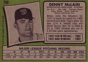 Denny McLain  baseball card collectible - Main Image 2