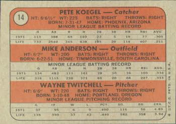 Phillies 1972 Rookie Stars (Pete Koegel / Mike Anderson / Wayne Twitchell)  baseball card collectible - Main Image 2