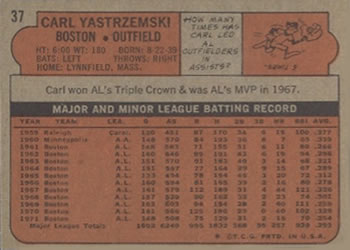 Carl Yastrzemski  baseball card collectible - Main Image 2