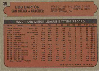 Bob Barton  baseball card collectible - Main Image 2