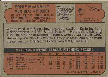 Ernie McAnally  baseball card collectible - Main Image 2