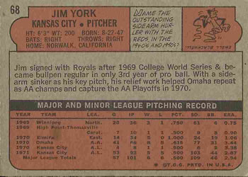 Jim York  baseball card collectible - Main Image 2