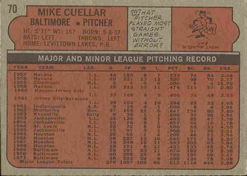 Mike Cuellar  baseball card collectible - Main Image 2