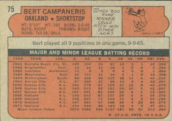 Bert Campaneris  baseball card collectible - Main Image 2