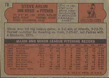 Steve Arlin  baseball card collectible - Main Image 2