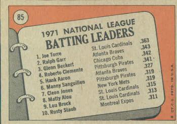 1971 N.L. Batting Leaders (Joe Torre / Ralph Garr / Glenn Beckert)  baseball card collectible - Main Image 2