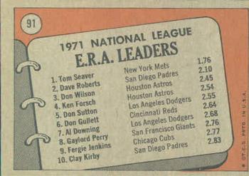 1971 N.L. E.R.A. Leaders (Tom Seaver / Dave Roberts / Don Wilson)  baseball card collectible - Main Image 2
