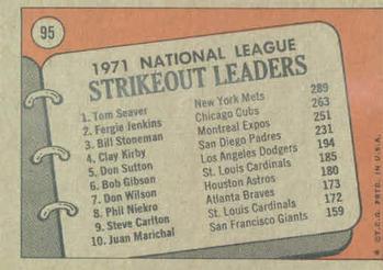1971 N.L. Strikeout Leaders (Tom Seaver / Fergie Jenkins / Bill Stoneman)  baseball card collectible - Main Image 2