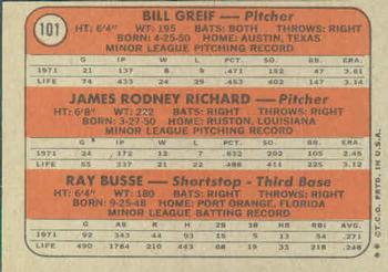 Astros 1972 Rookie Stars (Bill Greif / J.R. Richard / Ray Busse)  baseball card collectible - Main Image 2
