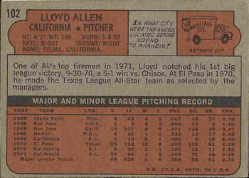 Lloyd Allen  baseball card collectible - Main Image 2