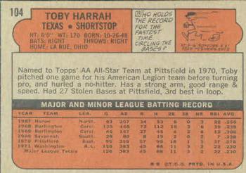 Toby Harrah  baseball card collectible - Main Image 2