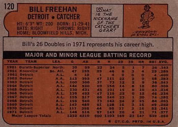 Bill Freehan  baseball card collectible - Main Image 2