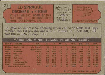 Ed Sprague  baseball card collectible - Main Image 2