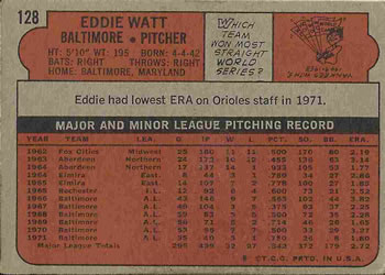 Eddie Watt  baseball card collectible - Main Image 2