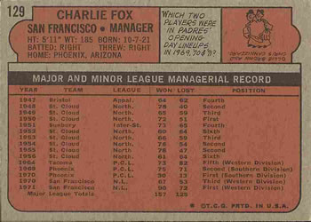 Charlie Fox  baseball card collectible - Main Image 2