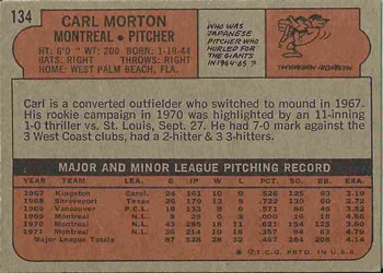Carl Morton  baseball card collectible - Main Image 2