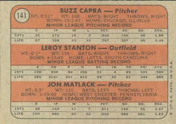 Mets 1972 Rookie Stars (Buzz Capra / Leroy Stanton / Jon Matlack)  baseball card collectible - Main Image 2