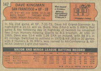 Dave Kingman  baseball card collectible - Main Image 2