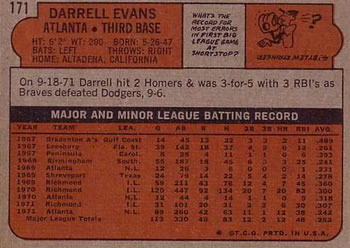 Darrell Evans  baseball card collectible - Main Image 2