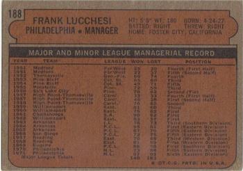 Frank Lucchesi  baseball card collectible - Main Image 2