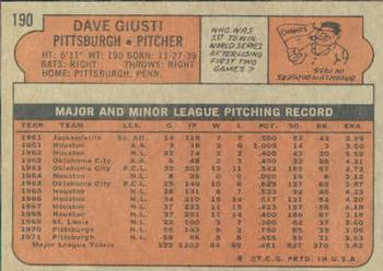 Dave Giusti  baseball card collectible - Main Image 2