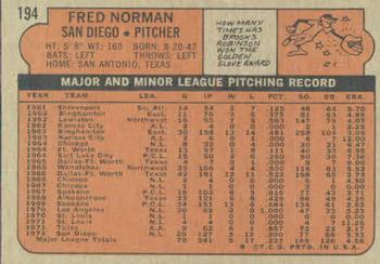 Fred Norman  baseball card collectible - Main Image 2