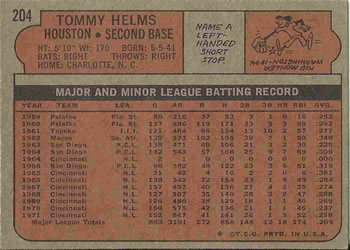 Tommy Helms  baseball card collectible - Main Image 2