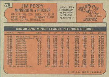 Jim Perry  baseball card collectible - Main Image 2