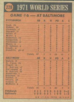 1971 World Series Game No. 6  baseball card collectible - Main Image 2