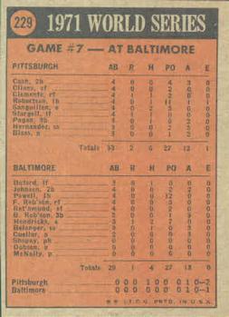 1971 World Series Game No. 7  baseball card collectible - Main Image 2