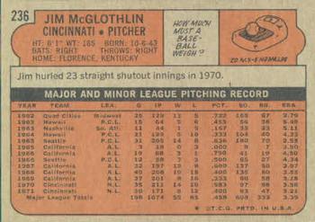 Jim McGlothlin  baseball card collectible - Main Image 2
