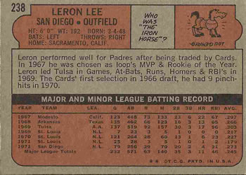 Leron Lee  baseball card collectible - Main Image 2