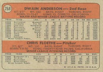 A’s 1972 Rookie Stars (Dwain Anderson / Chris Floethe)  baseball card collectible - Main Image 2