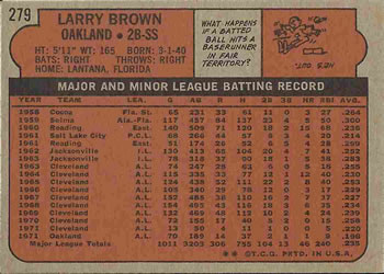 Larry Brown  baseball card collectible - Main Image 2