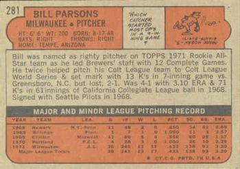 Bill Parsons  baseball card collectible - Main Image 2