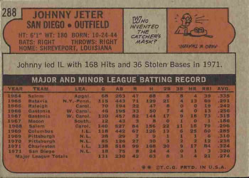 Johnny Jeter  baseball card collectible - Main Image 2
