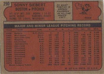 Sonny Siebert  baseball card collectible - Main Image 2