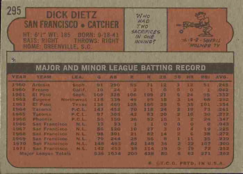 Dick Dietz  baseball card collectible - Main Image 2