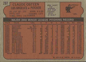 Claude Osteen  baseball card collectible - Main Image 2