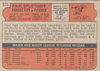 Paul Splittorff  baseball card collectible - Main Image 2