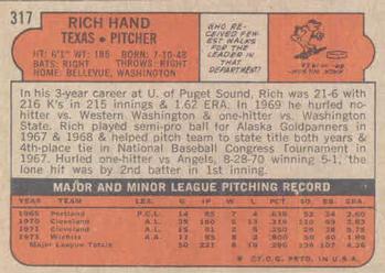 Rich Hand  baseball card collectible - Main Image 2