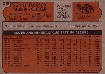 Sonny Jackson  baseball card collectible - Main Image 2