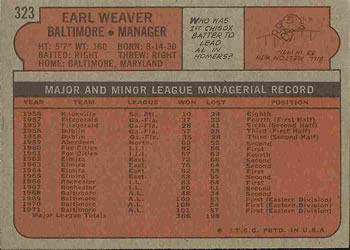 Earl Weaver  baseball card collectible - Main Image 2