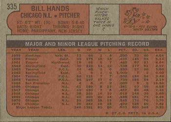 Bill Hands  baseball card collectible - Main Image 2