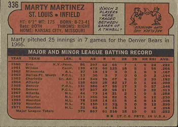Marty Martinez  baseball card collectible - Main Image 2