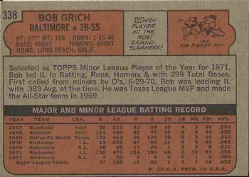Bob Grich  baseball card collectible - Main Image 2