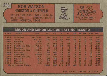 Bob Watson  baseball card collectible - Main Image 2
