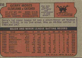 Gerry Moses  baseball card collectible - Main Image 2