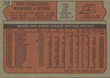 Don Pavletich  baseball card collectible - Main Image 2