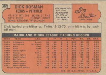 Dick Bosman  baseball card collectible - Main Image 2